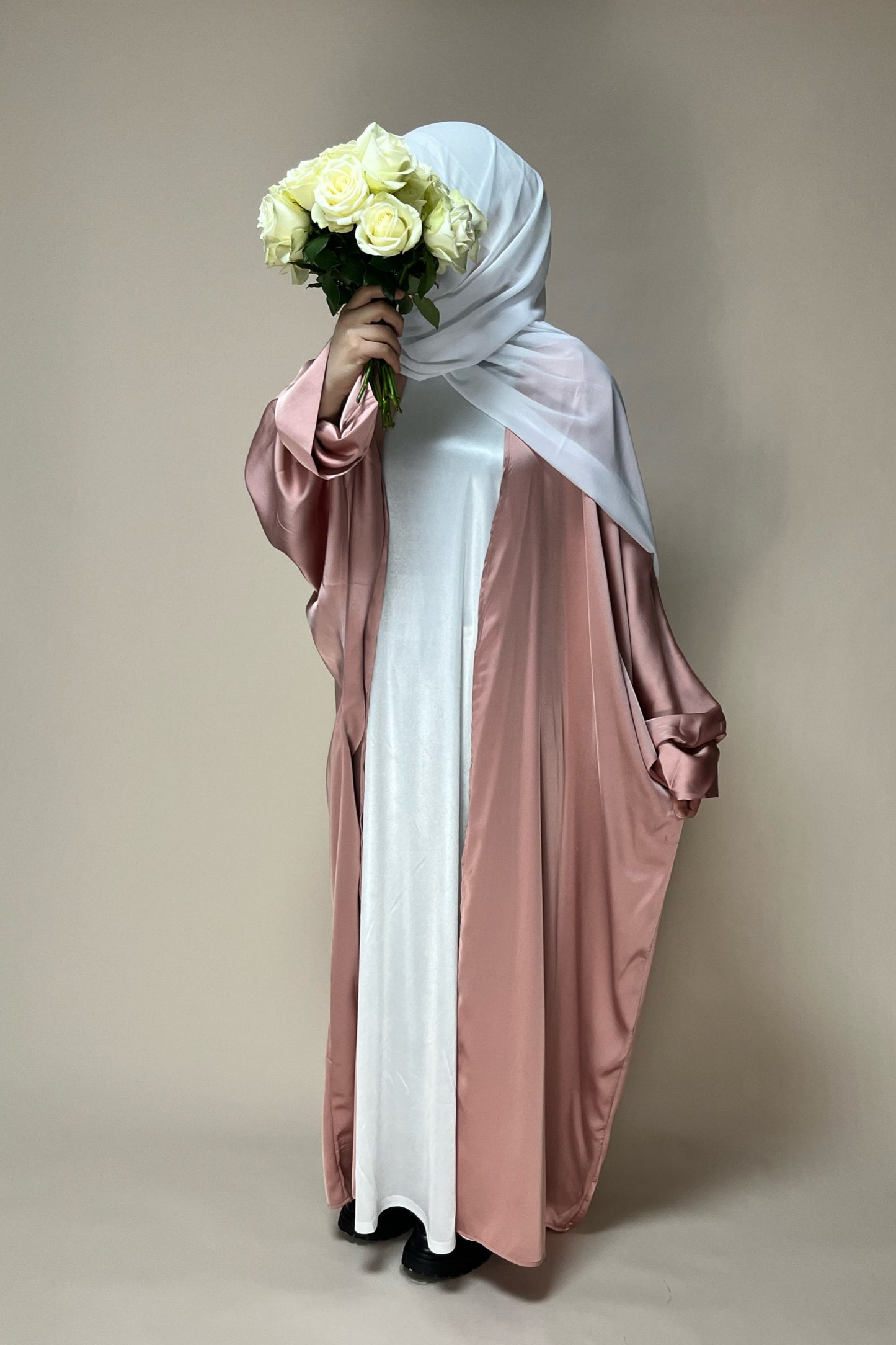 Omara open Abaya rosa