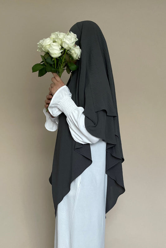 Khimar zweilagig grau