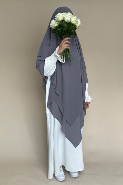 Khimar dreilagig grau