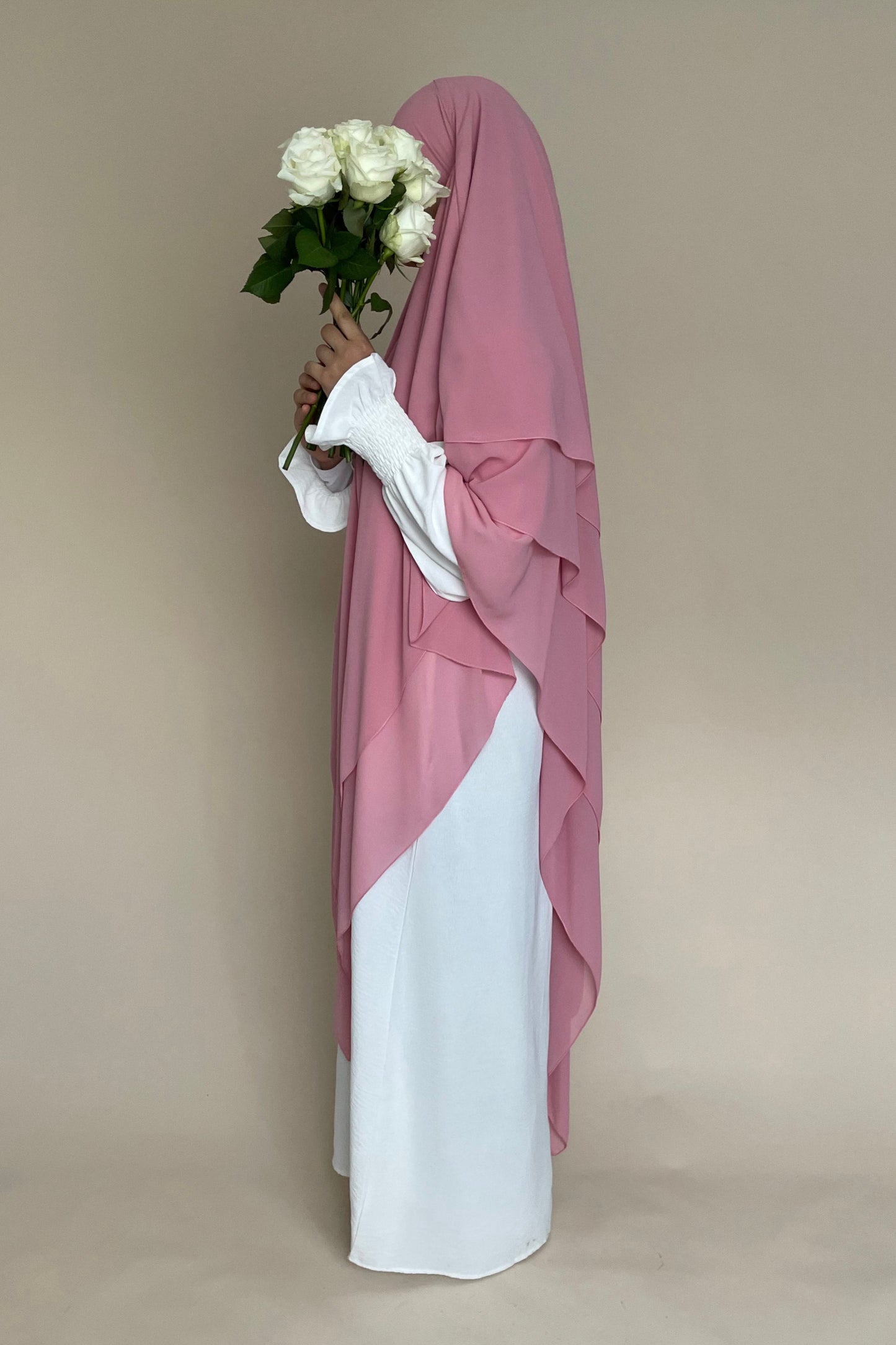 Khimar dreilagig pink