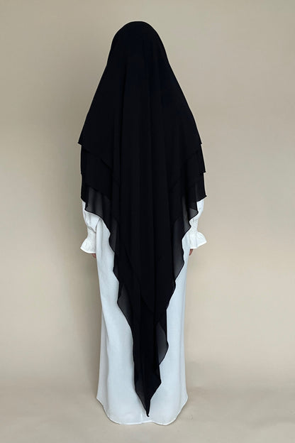 Khimar dreilagig schwarz