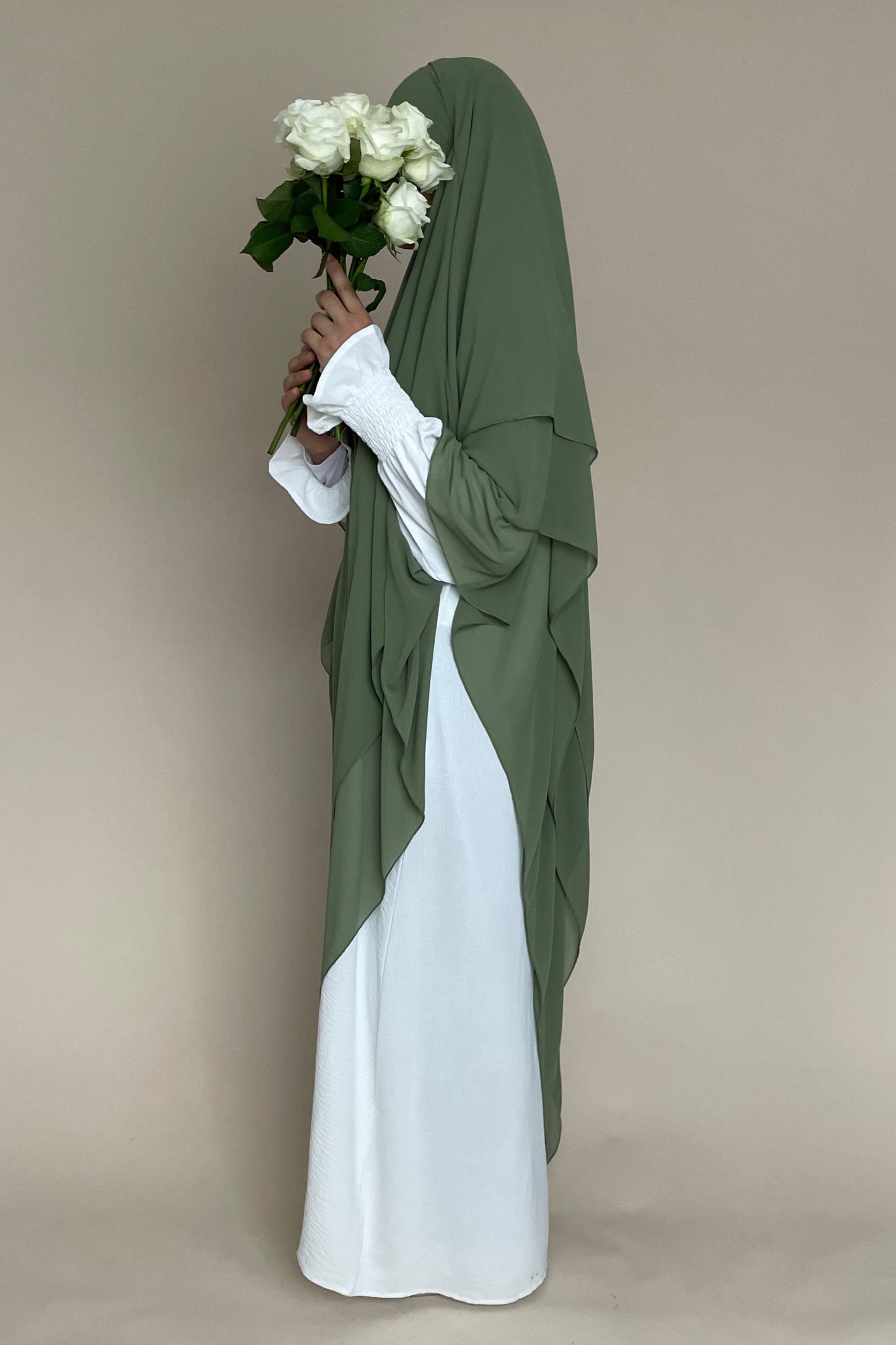 Khimar dreilagig Vintage green